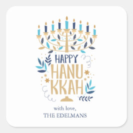 Adesivo Quadrado Festivo Menorah Hanukkah