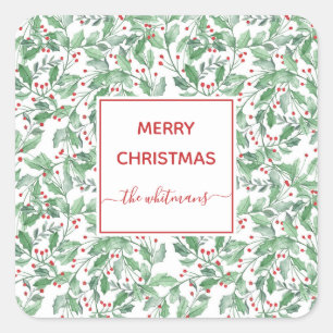 Adesivo Quadrado Festivo Natal Personalizado