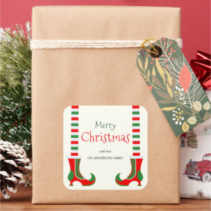 Adesivo Quadrado Festivo perna Elf Feliz Natal