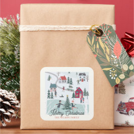 Adesivo Quadrado FesWinter Winter Town/Village Holiday