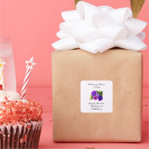 Adesivo Quadrado Fevereiro Mês do Nascimento Flor Violeta Delicada