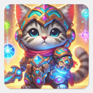 Adesivo Quadrado Fierce Whiskers: As Crônicas do Meowgic