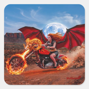 Adesivo Quadrado Fiery Foxella Vampira Motoqueira Babe