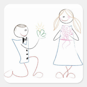 Adesivo Quadrado Figura bonito quadrado da vara dos noivos do KRW