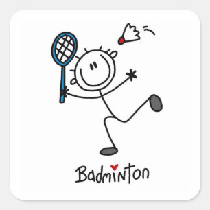 Adesivo Quadrado Figura de Homem Básico de Badminton