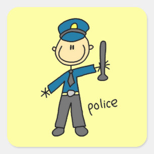 Adesivo Quadrado Figura de Palito de Oficial de Polícia