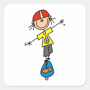 Adesivo Quadrado Figura de Palito de Skate