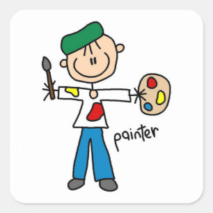 Adesivo Quadrado Figura de Pau de Pintor