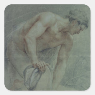 Adesivo Quadrado Figura de um guerreiro, drapejada em parte, sécul