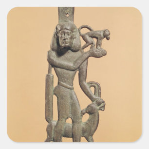 Adesivo Quadrado Figura de um homem que guardara um macaco