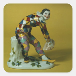 Adesivo Quadrado Figura Meissen de Harlequin, c.1750