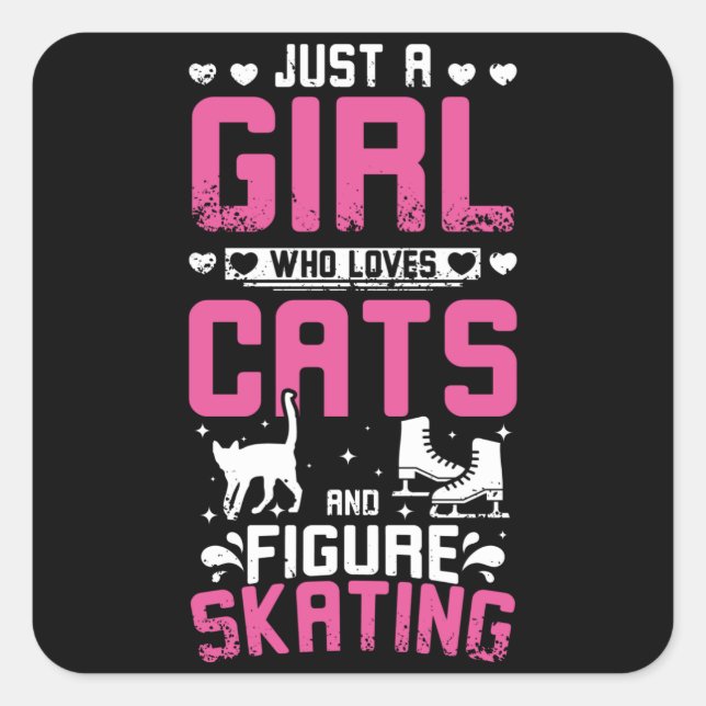 Adesivo Quadrado Figure Skating And Cats (Frente)