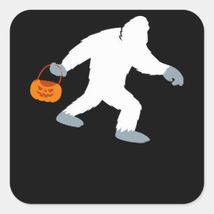 Adesivo Quadrado Figurino de Halloween de Pumpkin Sasquatch Pumpkin