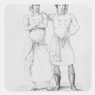 Adesivo Quadrado Figurinos de cozinheiros de diferentes eras