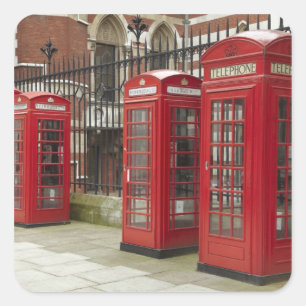 Adesivo Quadrado Fila de cabines telefônicas nos fundos do Royal