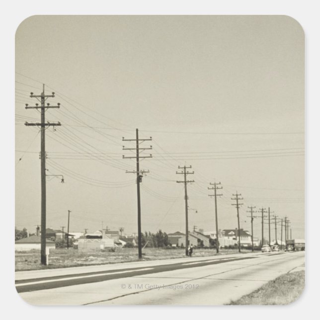 Adesivo Quadrado Fileira de polos elétricos (Frente)