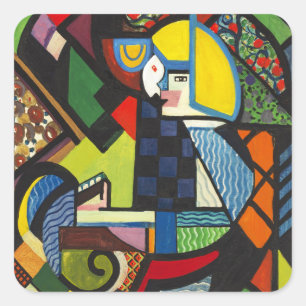 Adesivo Quadrado Filha num foguete, pintura colorida,