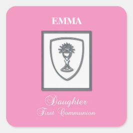 Adesivo Quadrado Filha, Primeira Comunhão Silver Chalice
