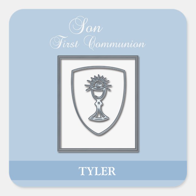 Adesivo Quadrado Filho, 1ª Comunhão Silver Chalice (Frente)