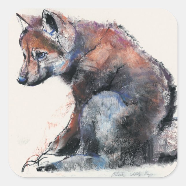 Adesivo Quadrado Filhote de cachorro de lobo polonês 2001 (Frente)