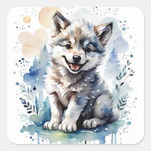 Adesivo Quadrado Filhote de Lobo