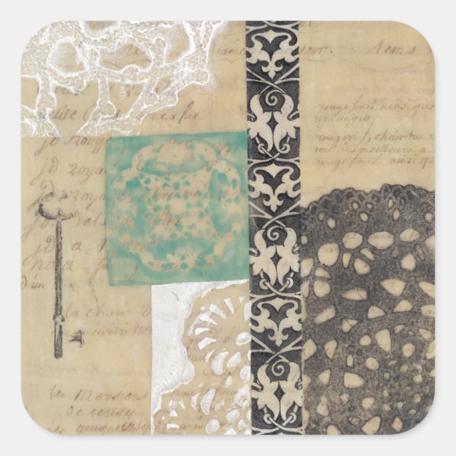 Adesivo Quadrado Filigre e Chave II (Frente)