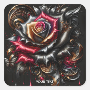 Adesivo Quadrado Filigre Vermelho Rosa da Fantasy