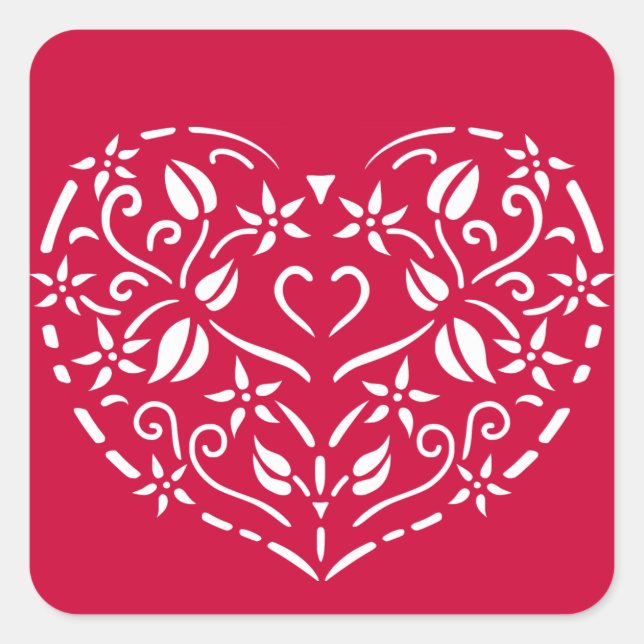 Adesivo Quadrado Filigree Heart (Frente)