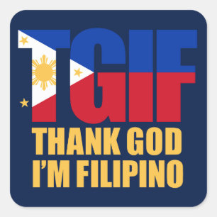 Adesivo Quadrado Filipino de TGIF com bandeira filipino