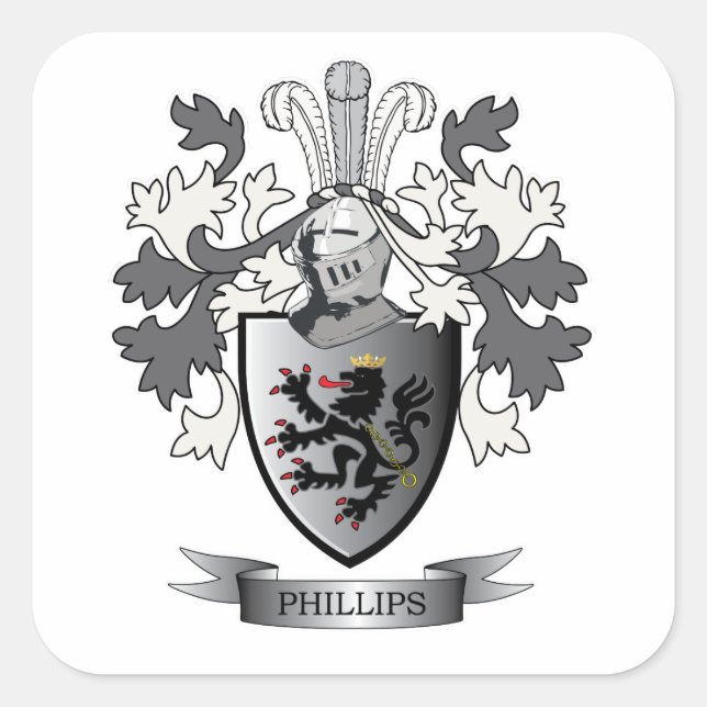 Adesivo Quadrado Fillips Family Crest Casaco de Braços (Frente)