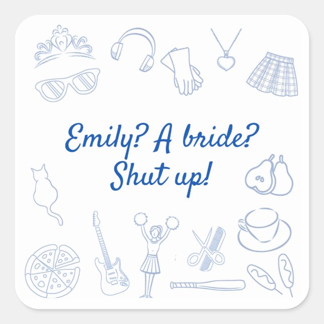 Adesivo Quadrado Filme da Princesa Bachelorette do início de 2000 p (Frente)