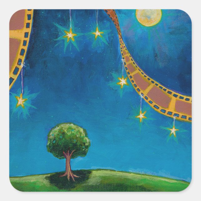 Adesivo Quadrado Filme fotográfico arte paisagem divertida pintura (Frente)