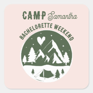 Adesivo Quadrado Fim de semana de acampamento de despedida de solte