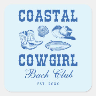 Adesivo Quadrado Fim de Semana de Despedida de Solteira Cowgirl Cos