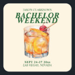 Adesivo Quadrado Fim de Semana do Solteiro Cocktail antigo<br><div class="desc">A suíte "Old Fashiated Bachelor Party" é uma coleção ousada e eterno projetada para um fim de semana de estilo clássico e diversão inesquecível. Centrada em uma rica paleta de cores inspirada na safra e apresentando uma aquarela impressionante de um coquetel antigo, essa coleção captura o espírito da revelação refinada....</div>