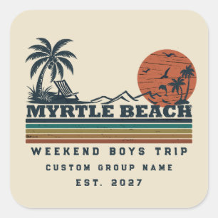 Adesivo Quadrado Fim de Semana Personalizado em Myrtle Beach para D