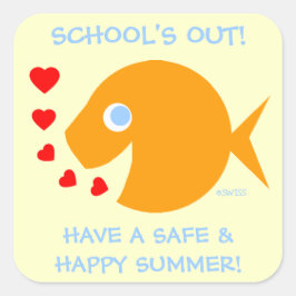 Adesivo Quadrado Fim do Ano Escolar de Escolas de Professores