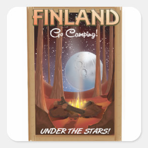 Adesivo Quadrado Finlandia que acampa sob o poster das estrelas