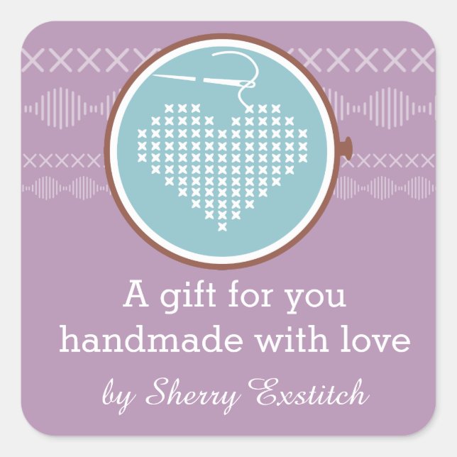 Adesivo Quadrado Fio de agulha de bordado cruzado (Frente)