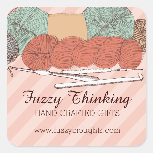 Adesivo Quadrado fio de cor personalizada fios ganchos de crochê de (Frente)