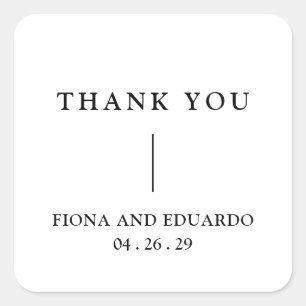 Adesivo Quadrado Fiona Preto e Branco Monograma Ousado Casamento Mo