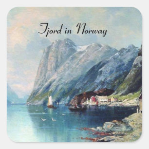 Adesivo Quadrado Fiord na pintura da Noruega por lev Lagorio