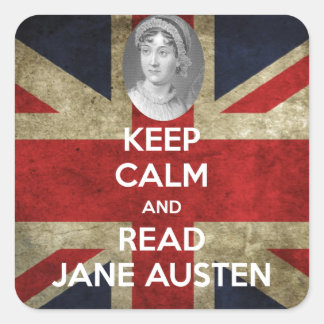 Adesivo Quadrado Fique calmo e leia Jane Austen