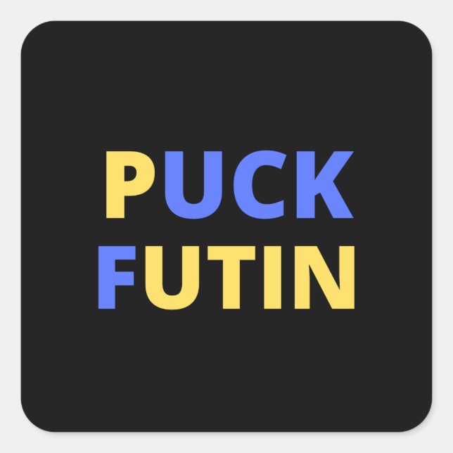 Adesivo Quadrado Fique com a Ucrânia | Puck Futin Sticker (Frente)