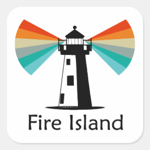 Adesivo Quadrado Fire Island Lighthouse Rainbow