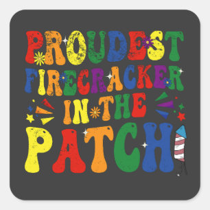 Adesivo Quadrado Firecracker mais orgulhoso do Patch em 4 de julho