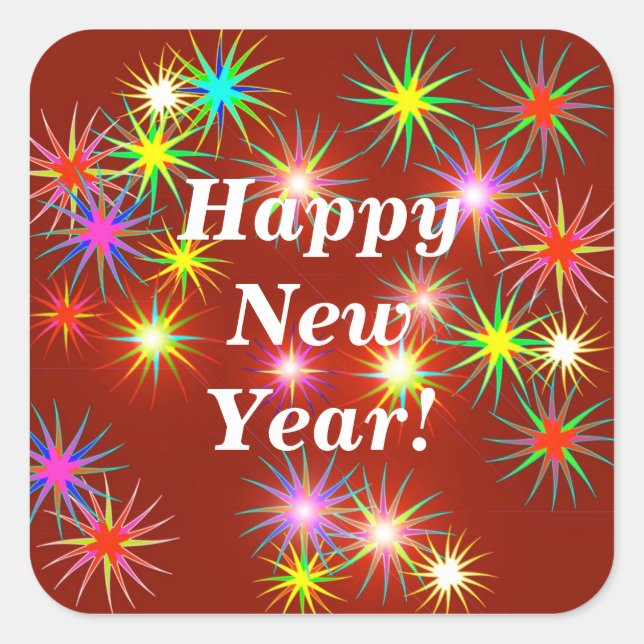 Adesivo Quadrado Fireworks Flash de ano novo em vermelho (Frente)