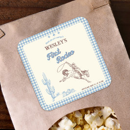 Adesivo Quadrado First Rodeo Wild West Boys 1st Birthday Party