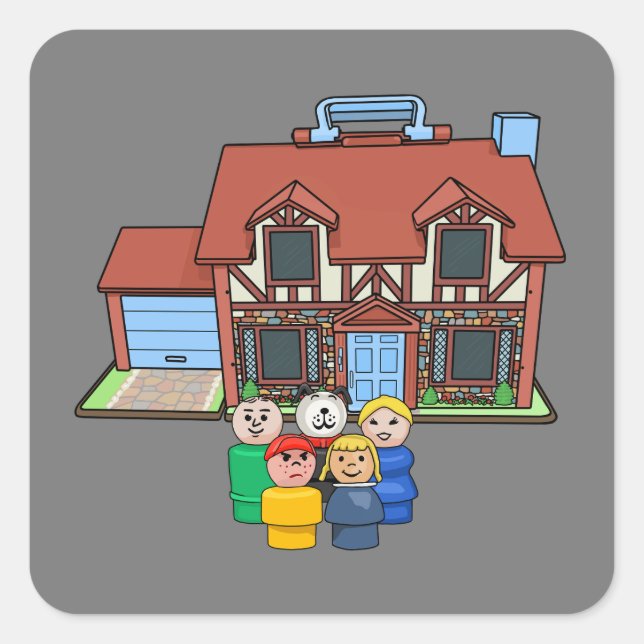 Adesivo Quadrado Fisher Price Pequena Família De Pessoas Com Tudor  (Frente)