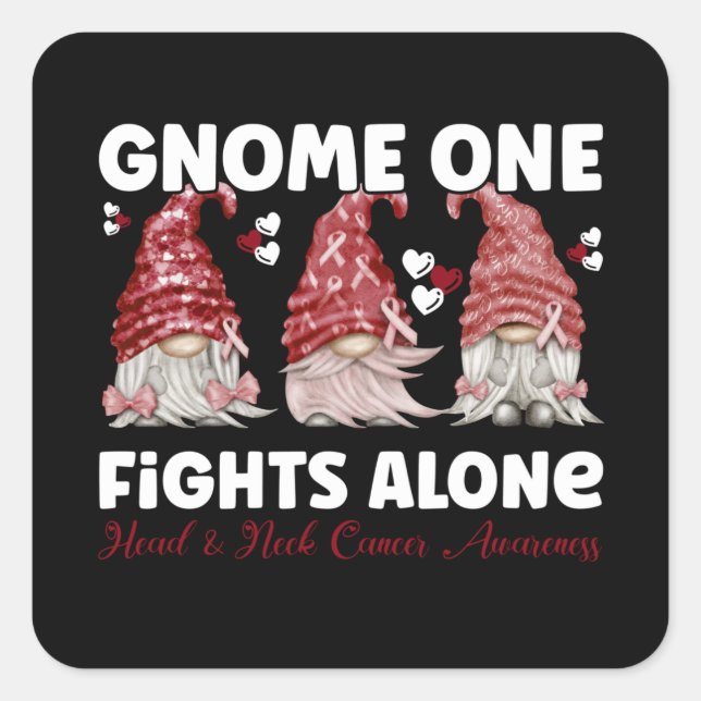 Adesivo Quadrado Fita de Borgonha Cancer Cabeça e Pescoço (Frente)